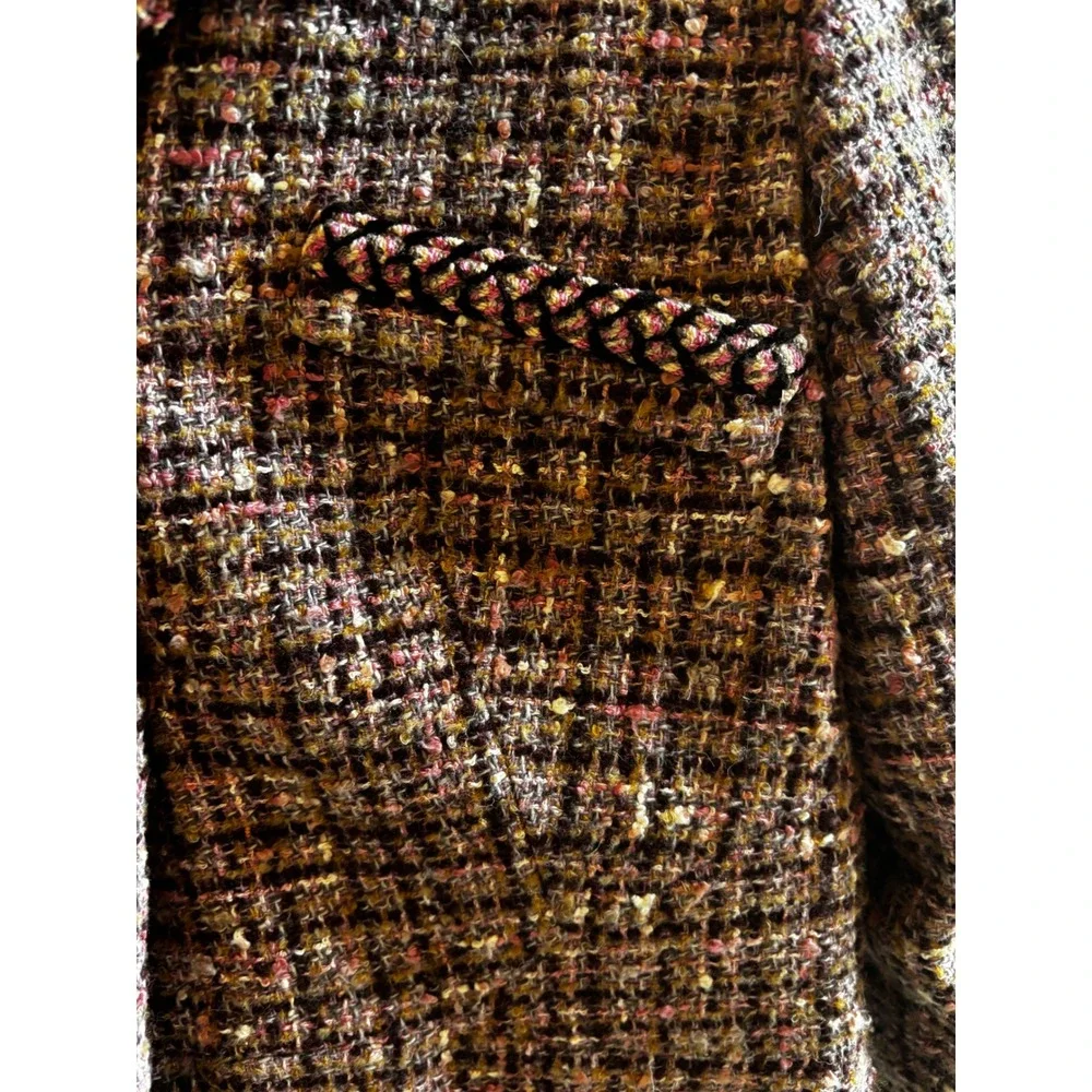 Bigio Collection Skirt Suit 10 Brown Pink Tweed Braided‎ Trim Professional Set